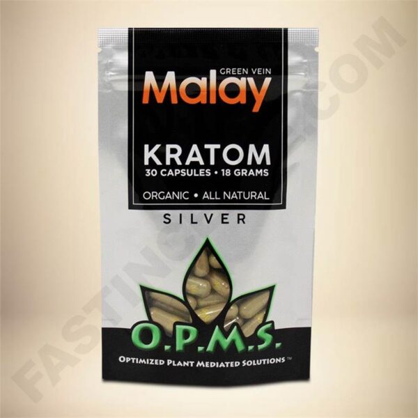 O.P.M.S. Silver - Green Vein Malay 30caps Bag