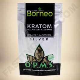 O.P.M.S. Silver - Super Green Vein Borneo 120caps Bag