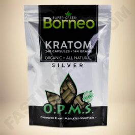 O.P.M.S. Silver - Super Green Vein Borneo 240caps Bag