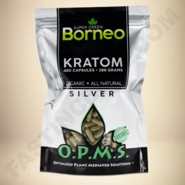 O.P.M.S. Silver - Super Green Vein Borneo 480caps Bag